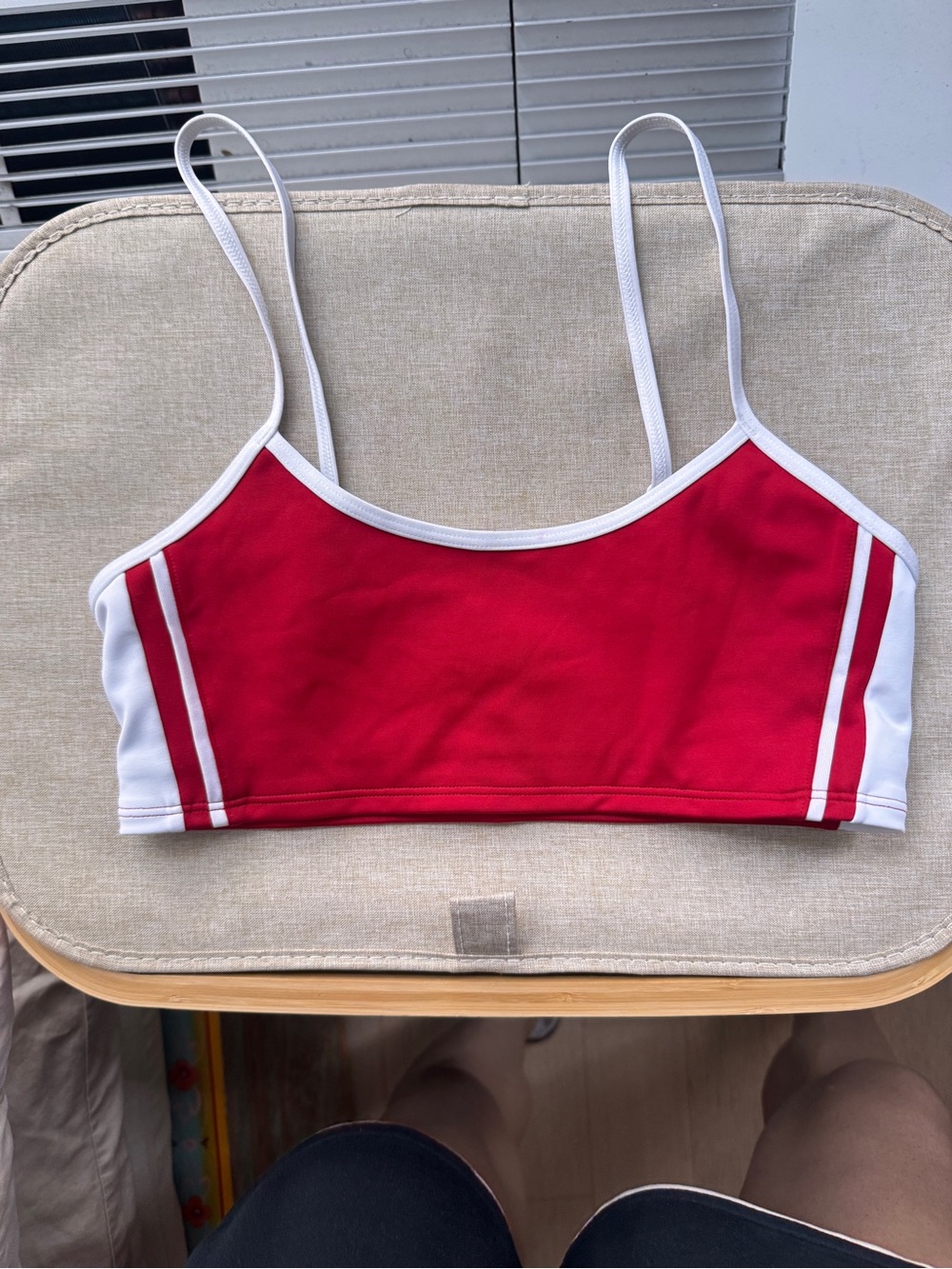ALO Yoga Red and White Strappy Sports Bra